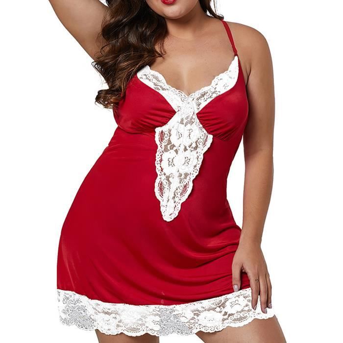 Plue taille femmes Sexy dentelle Lingerie vêtements de nuit sous