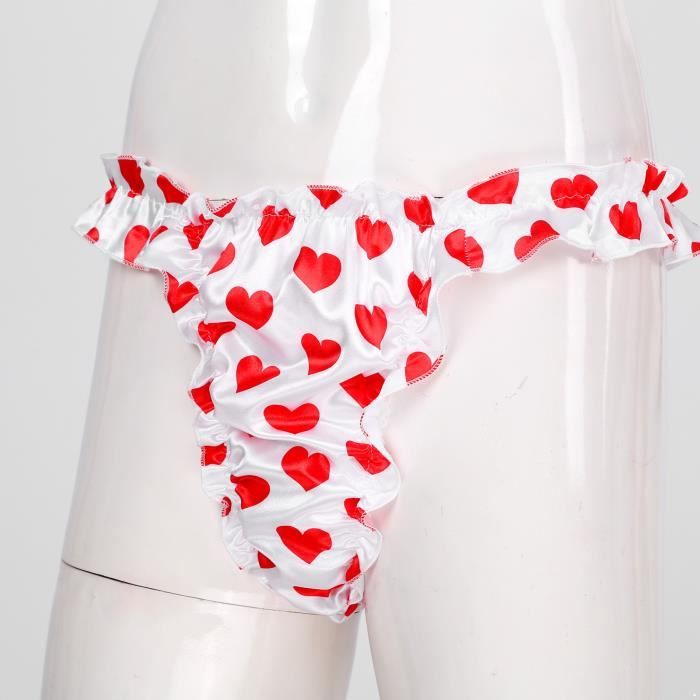 Yonghs String Homme Sexy Volants Sissy Jocsktrap Gay Calecon Satin