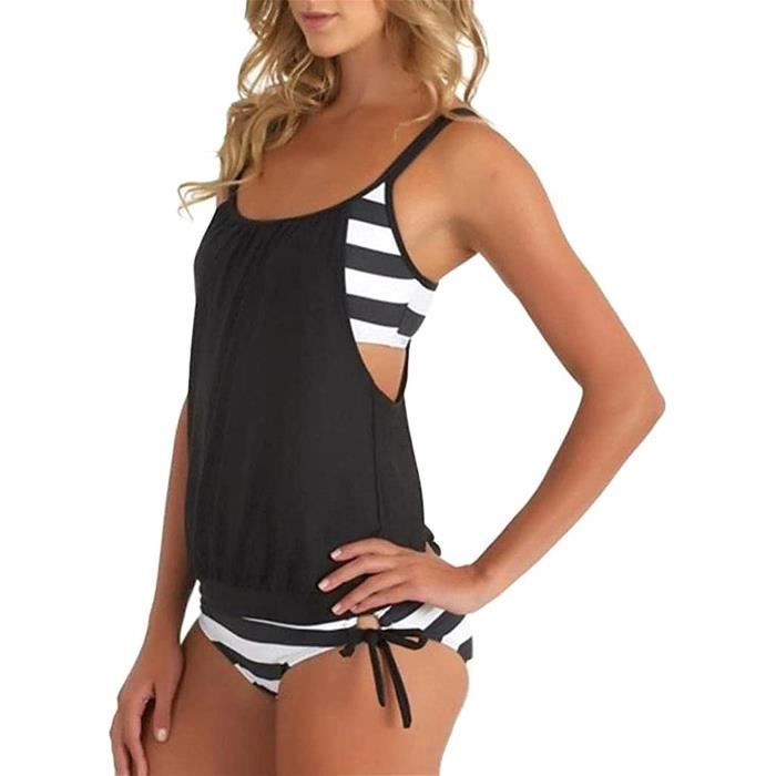 Maillot de Bain Femme 2 PièCes Sexy Bikini Tankinis Dos Nu Sport