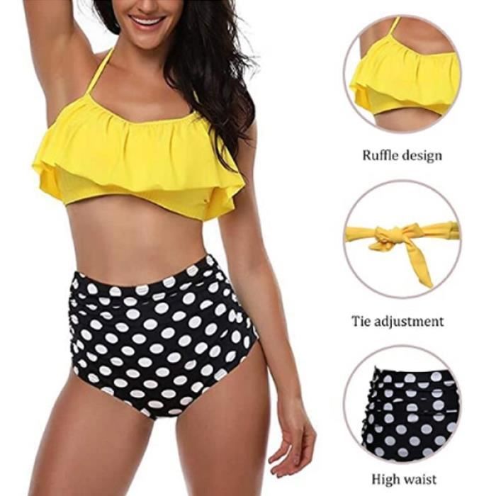 Amoune Maillot De Bain Femme Pc Bikini Maillots De Taille Haute Push