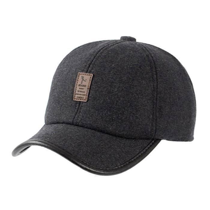 Casquette hiver homme Cache-oreilles Chapeau chaude pour cadeau Gris