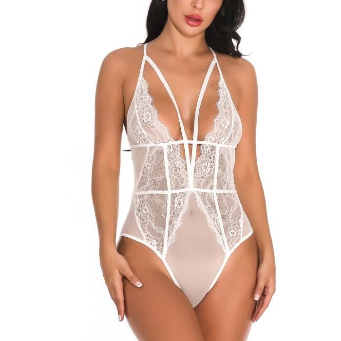 Lingerie sexy soutien gorge en dentelle pyjama en perspective évider