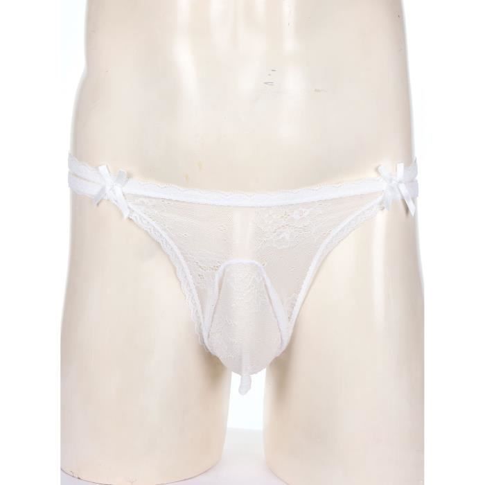 Iixpin Slip Homme Sissy Dentelle String Transparent Tanga Bulge Pouch Jockstrap Gay Underwear M