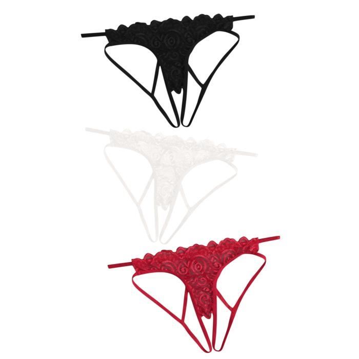 Pi Ces Femmes Sexy Lingerie Dentelle Ouvert String Culotte G Pants