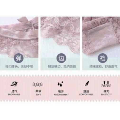 String Tanga SeTq Pour Femmes Dentelle Bow Bikini Culotte Perle Silky Comfy Lace Brife Rose Tq