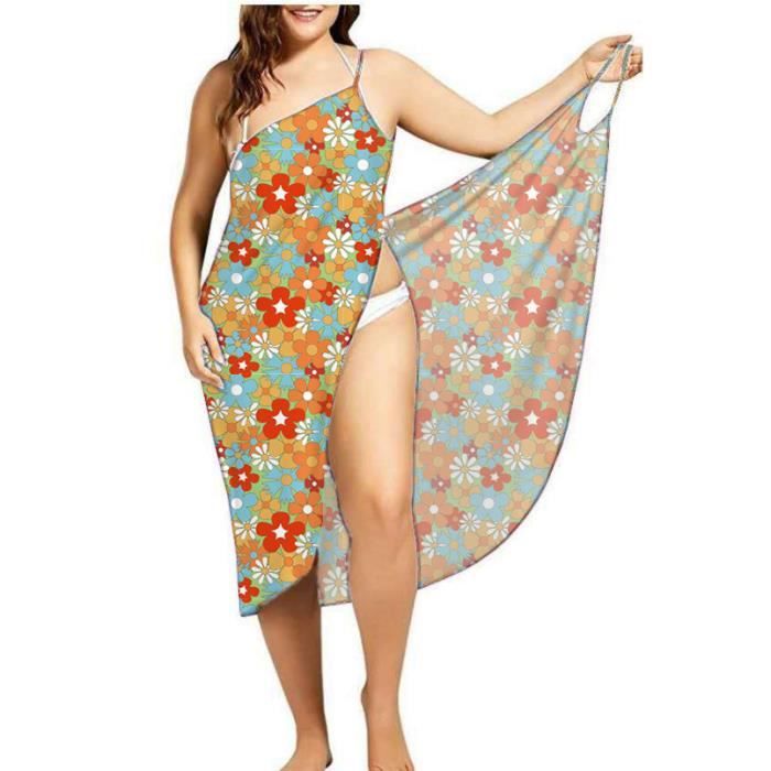 Robe De Plage Bikini Cover Up Pour Femmes Mod Le Floral Sexy Couleur Unie Robe Ronde Industries