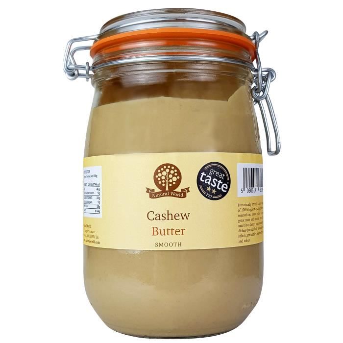 Nutural World - Beurre de noix de cajou onctueux (1kg) Vainqueur des Great Taste Awards - Bocal Le Parfait