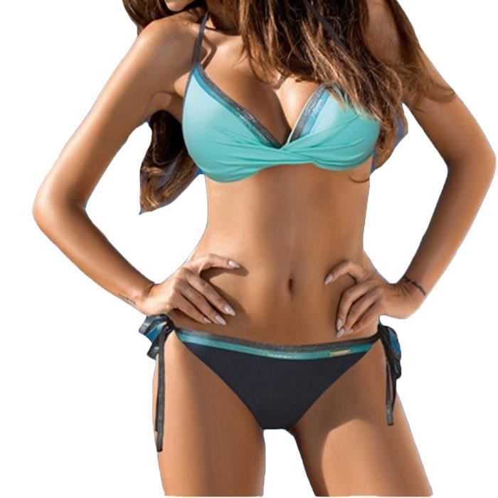 Femme Maillot De Bain Pi Ce Fendu Dos Nu Triangle Bikini De Plage