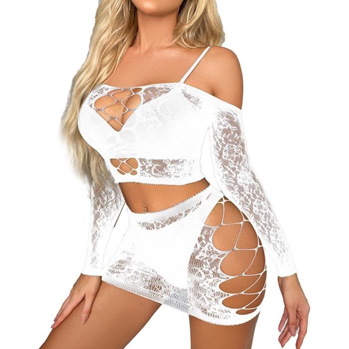 Iixpin Femme Robe R Sile Transparent Sexy Bodystocking Fishnet Lingerie