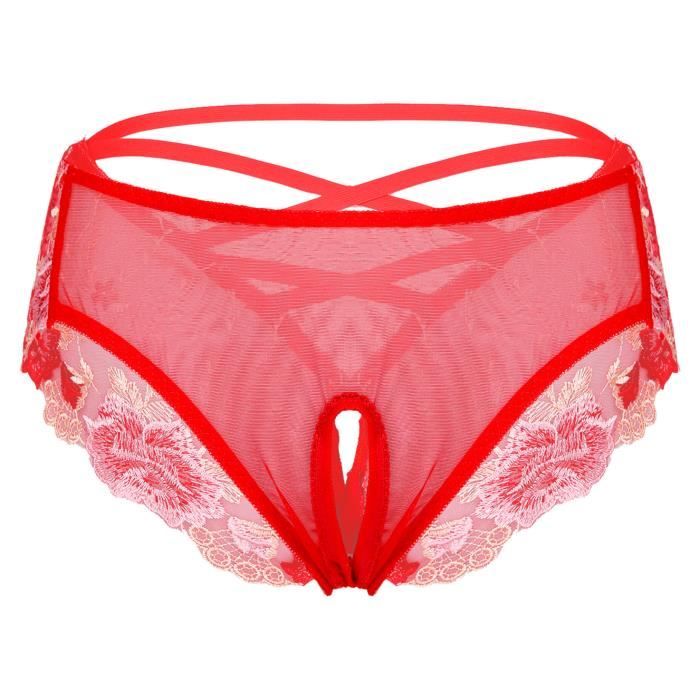 Iiniim Femme Culotte Ouvert Entrejambe Sexy String Transparente Lingerie Thong Tanga Sous
