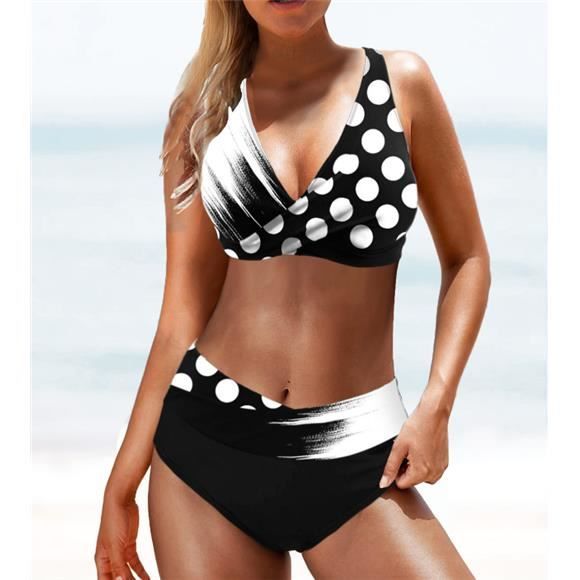 Maillot De Bain Femme Pi Ces Maillot De Bain Femme Double Sangle Fendue Taille Haute Bikini