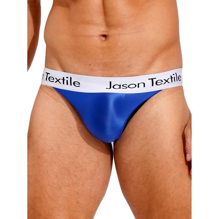 YOOJIA Slip Taille Basse Homme Métallique Cuir Sous Vêtement Brillant Culotte Bikini Briefs