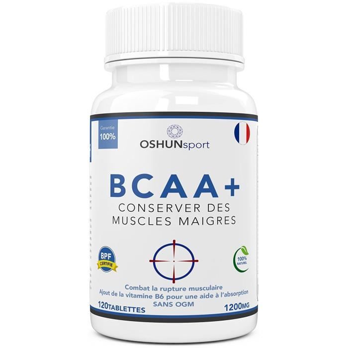 BCAA | Comprimés de BCAA | Acides aminés à chaîne ramifiée 1200mg | BCAA+ avec ajout de vitamine B6 pour améliorer l'absorption |