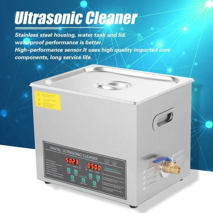 Ultrasons 10L Machine Nettoyage à Ultrason Digital Minuterie et Température Réglable en Acirer Inoxydable -FOE