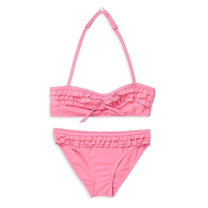 LENTIGGINI Bikini 2 Pièces avec Bandeau à Volant tout Imprimé Turquoise