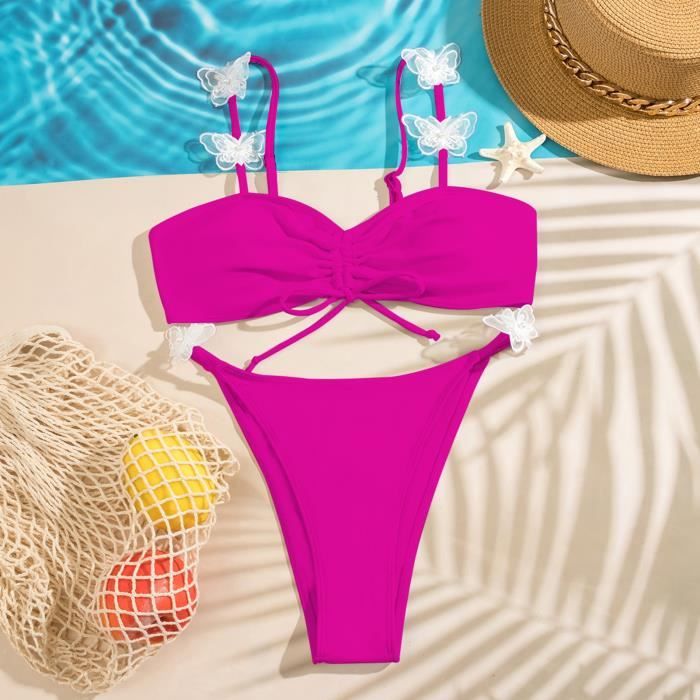 MAILLOT DE BAIN 2 PCS SET BIKINI SET COULEUR DE COULEUR UNIQUE SHORES
