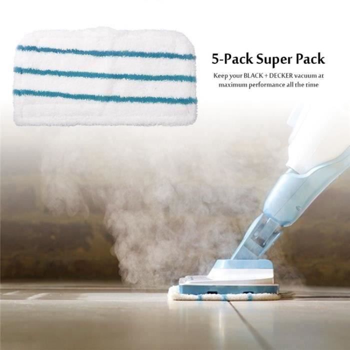 Lot de 5 Lingettes Microfibres de Rechange pour les Balais Vapeur Black+Decker (Alternative à FSMP20) L0238