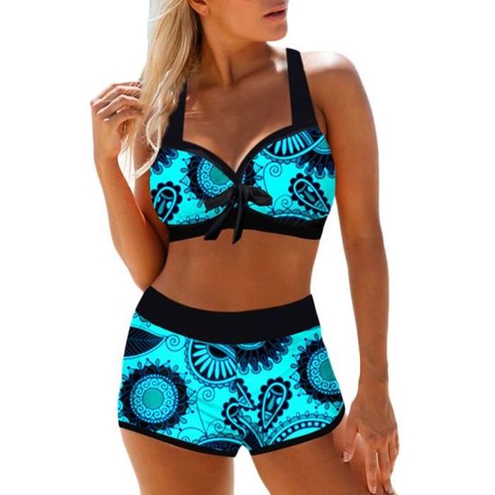 Maillot De Bain Pi Ces Bikini Femme Chic Vintage Taille Haute Bikini