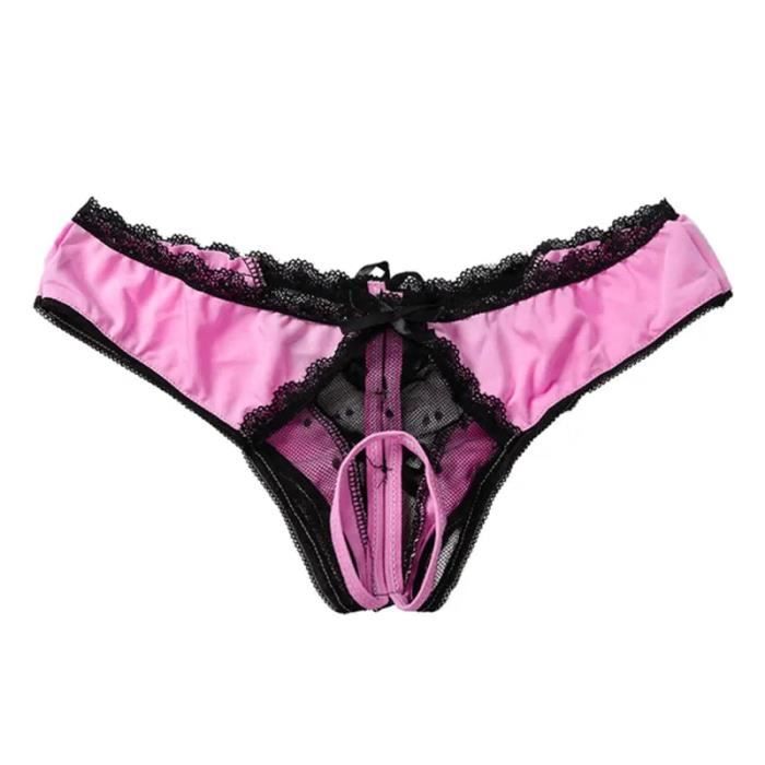Culotte en dentelle à entrejambe ouvert pour femme slip transparent lingerie sans entrejambe