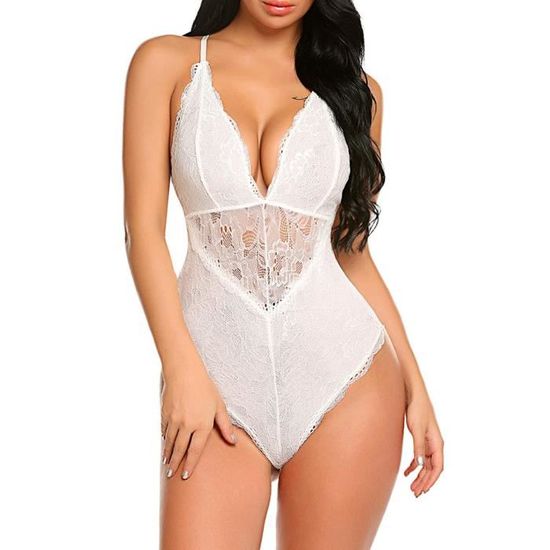 Body Dames Lingerie Mode Sexy Body En Dentelle Deep V One Piece Lace