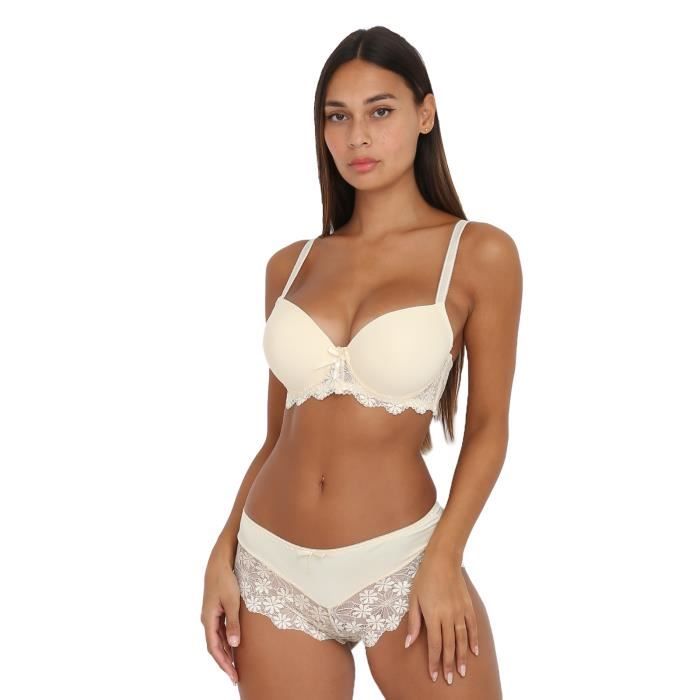 Ensemble Lingerie Dentelle Ampliforme Beige Cdiscount Pr T Porter