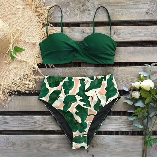 Maillot De Bain Taille Haute Bikini Push Up Maillot De Bain Femmes