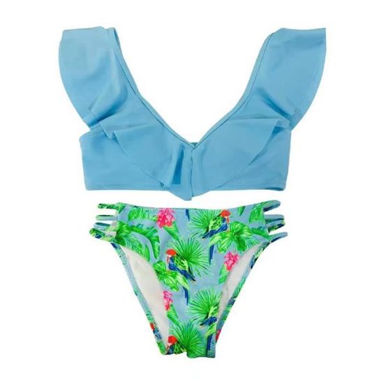 Maillot De Bain Fille Imprim Bikini Pi Ces Bleu Bleu Cdiscount Pr T Porter