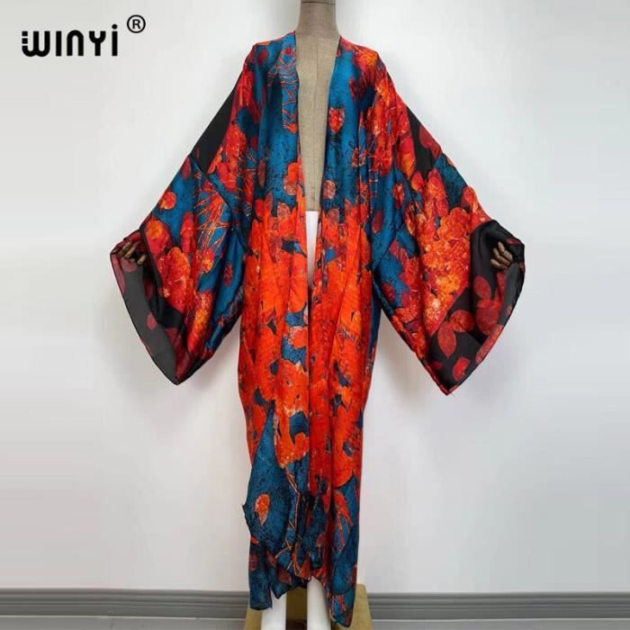 Robe De Plage Winyi Cardigan Manches Chauve Souris Pour Femmes Bikini