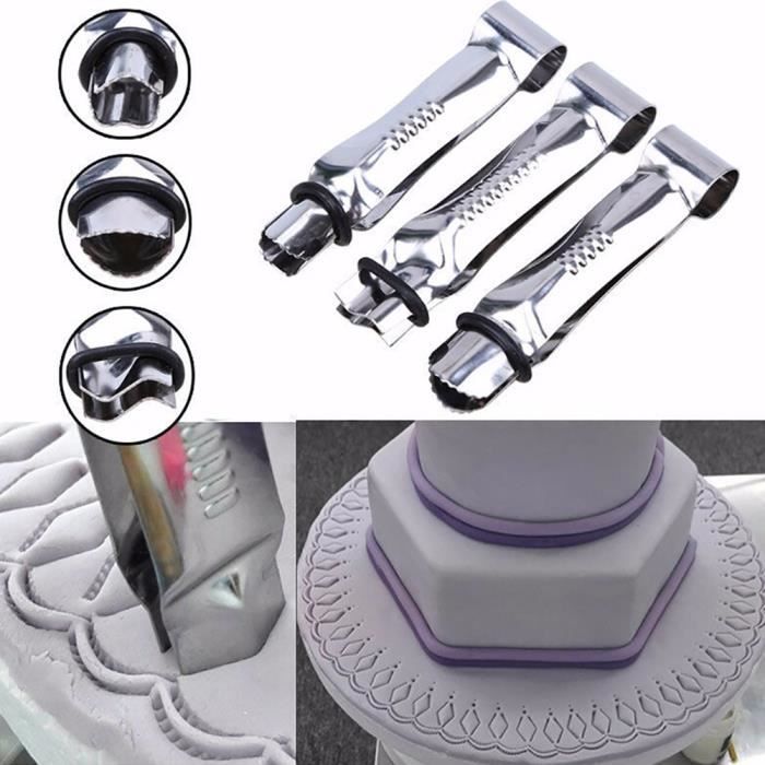 3pcs acier inoxydable clip de dentelle pince coupeurs fondant moule à gâteau outil de cuisson bricolage argent