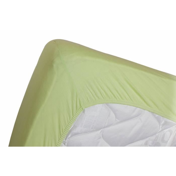 Drap housse jersey extensible DOUCEUR vert anis - 180x200
