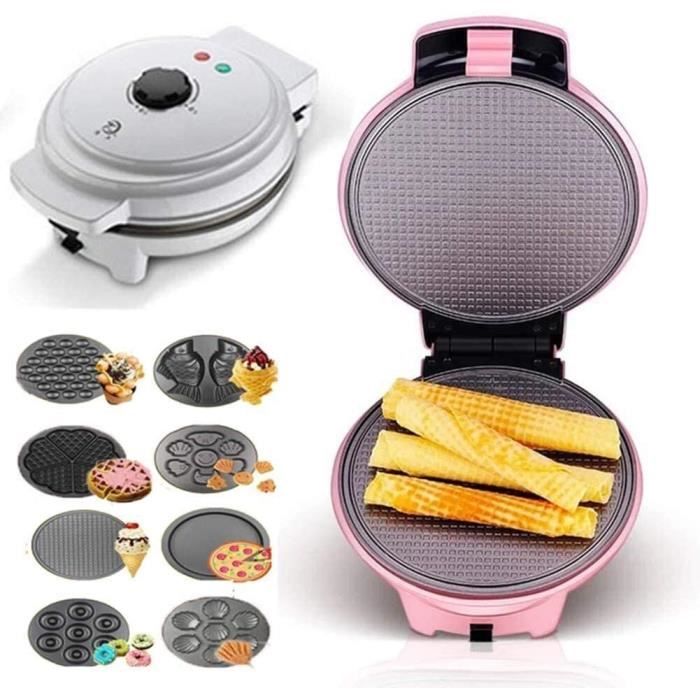 GAUFRIER XIAOWEI Gaufrier Donut Maker Brownie Snack Maker avec plaques antiadheacutesives Amovibles 8 en 1 de Plateaux de Cuisso932