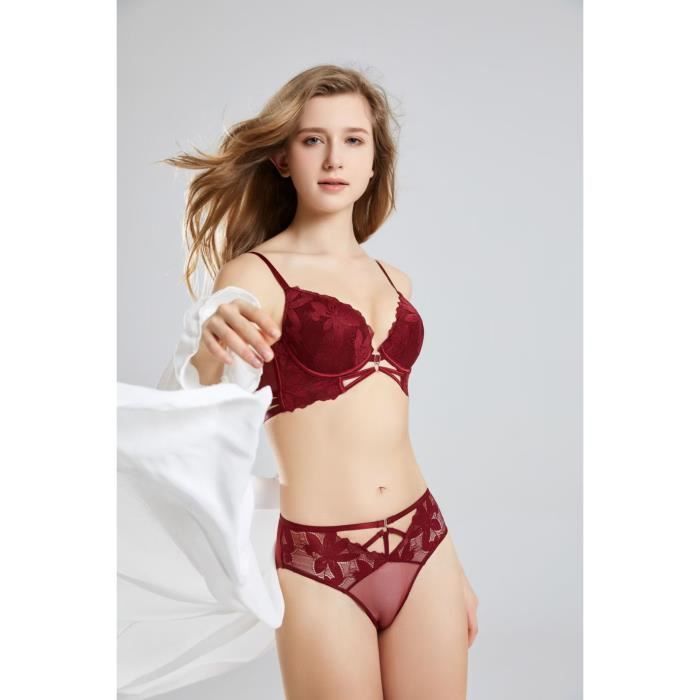 Ensemble Lingerie Femme Dentelle Sexy A Mode Couleur Unie Rassemblant