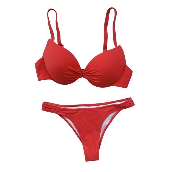 Femmes Solide Sexy Support En Acier Bikini Push Up Rembourr Maillots