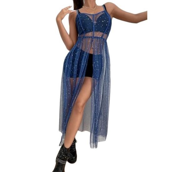 Minetom Robe D Collet Sans Manches Cache Maillots De Bain Bikini