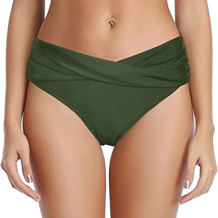 Bas De Maillot De Bain Menstruel Femme Bikini Mid Waisted Triangle Classique Bas De Maillot De