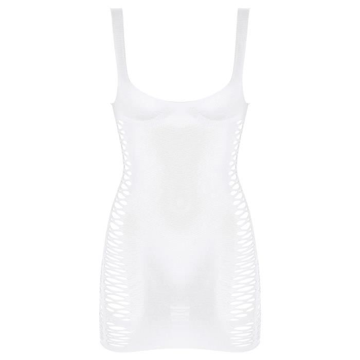 Iiniim Femme Mini Robe Résille Sexy Ensemble Lingerie Transparent