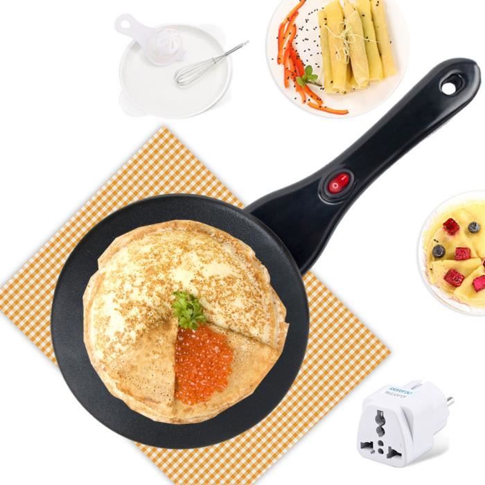 Électrique Crêpière Pizza Pancake Machine 220V Non-bâton De Cuisine Outil Portable Panière À Crêpes (Noir)