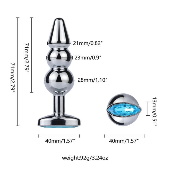 STIMULATEUR PLUG CHAPELET light blue B Godemichet Anal en métal