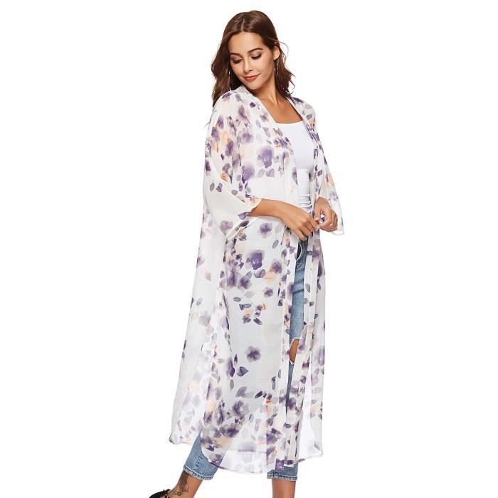 Gilet LCQNU Bikini Beach bain Costume féminin Ouvert Front Cover Up Kimono été Cardigan Robe