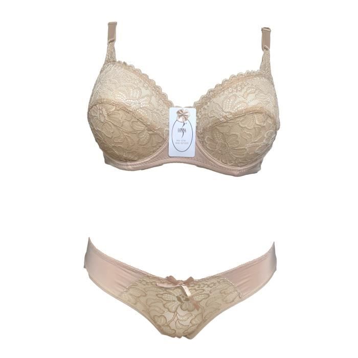 Ensemble Lingerie Femme D Dentelle Beige Soutien Gorge Et Culotte