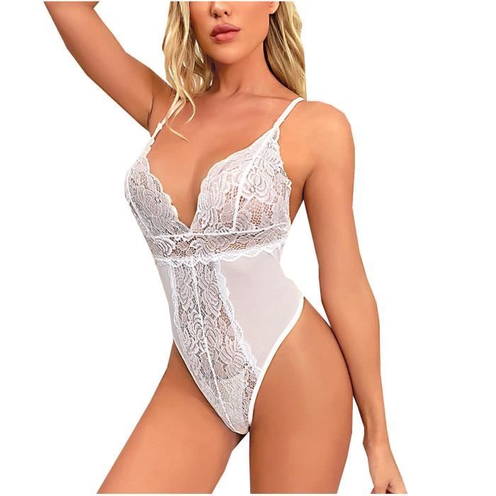 Body Lingerie Sexy Une Pi Ce Transparente En Maille De Dentelle La