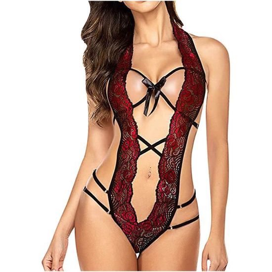 Femmes Sexy Dentelle One Piece Open File Sous V Tements Body Lingerie