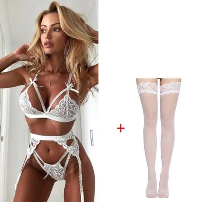 Ensemble De Lingerie Sexy Transparent String Soutien Gorge