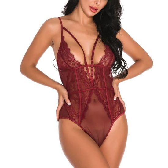 Lingerie sexy soutien gorge en dentelle pyjama en perspective évider