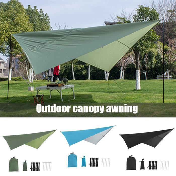 Bâche Anti-Pluie Tente Imperméable Abri de Randonnée Pliable Léger Imperméable à l'eau pour Camping Protection Soleil - VERT