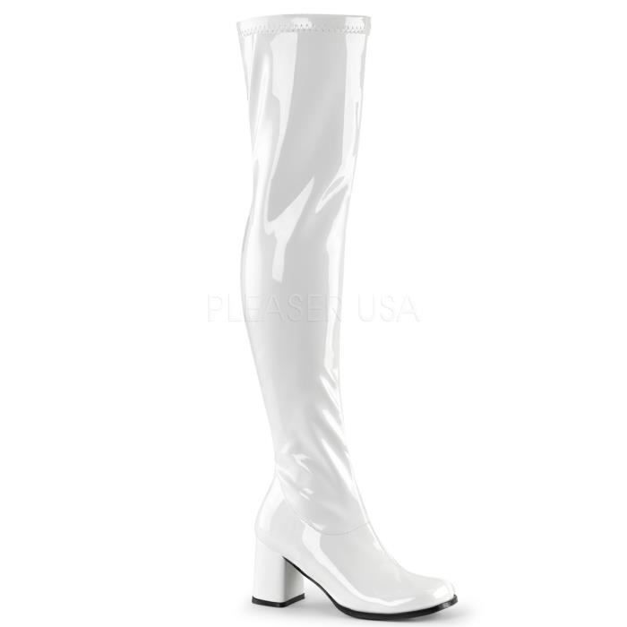Funtasma GOGO-3000 3 Inch Block Heel, Gogo Over-the-Knee Boot, Str. Pat, Side Zip