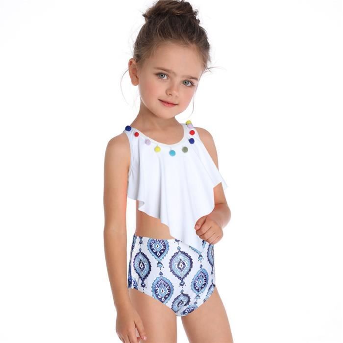 Maillot De Bain Fille Stretch Bikini Fille Pour Piscine Plage Natation Blanc Cdiscount Pr T