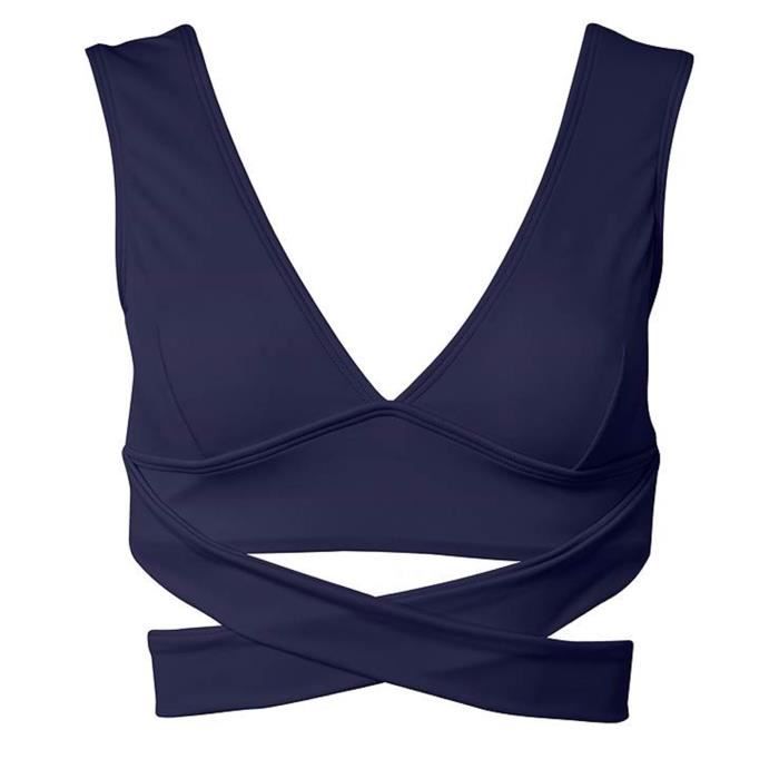 Maillot De Bain Pi Cesensemble Bikini Split Couleur Unie Bandage Crois Deux Pi Ces Maillots