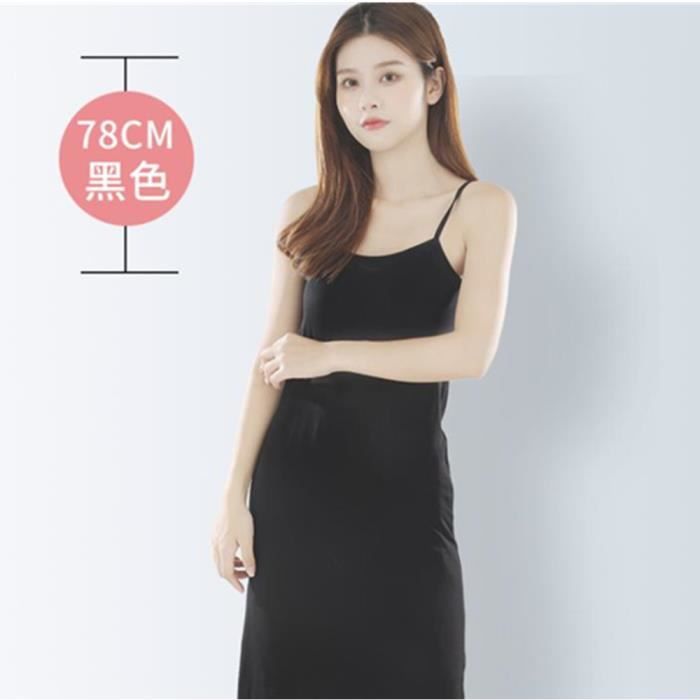 Ensemble De Lingerie Modal Spaghetti Sangle Solide Longue Sous La Blanc Femme Blanc