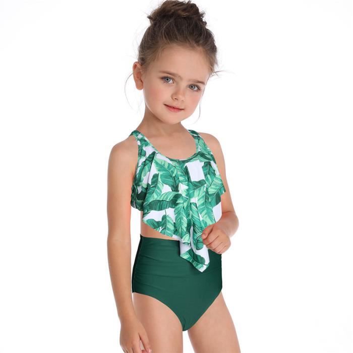 Maillot De Bain Fille Stretch Bikini Fille Pour Piscine Plage Natation Vert Cdiscount Pr T
